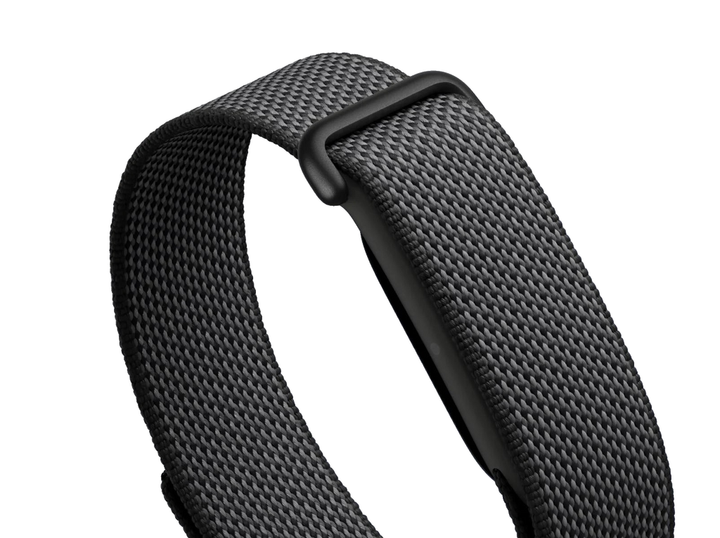 Google Fitbit Air in Obsidian mit Textilarmband, freigestellt